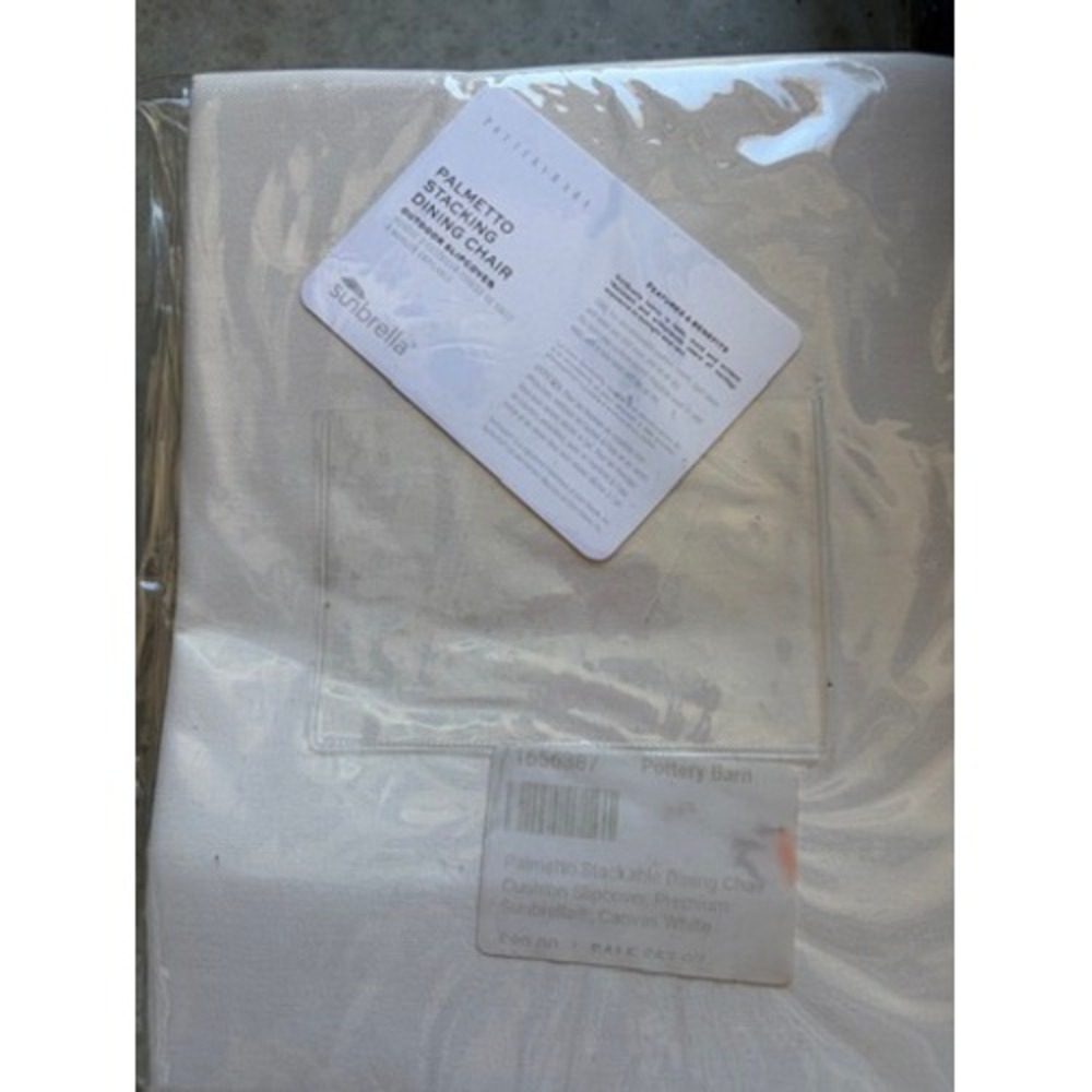 Pottery Barn Palmetto Stacking Dining Chair Slipcover Sunbrella Canvas White NEW